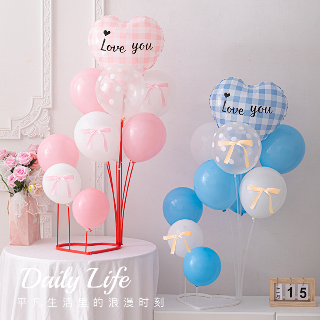七夕情人节爱心形桌飘气球装饰求婚创意浪漫氛围布置520摆件拍照