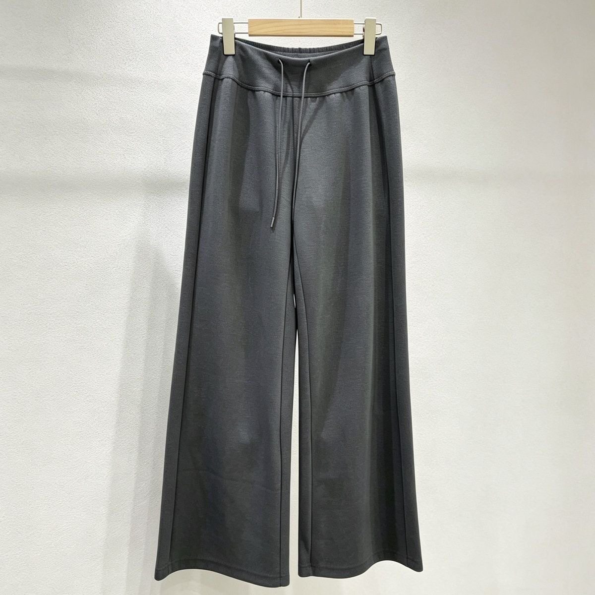 韩系小众设计感松紧腰抽绳直筒裤女宽松休闲百搭纯棉打底裤