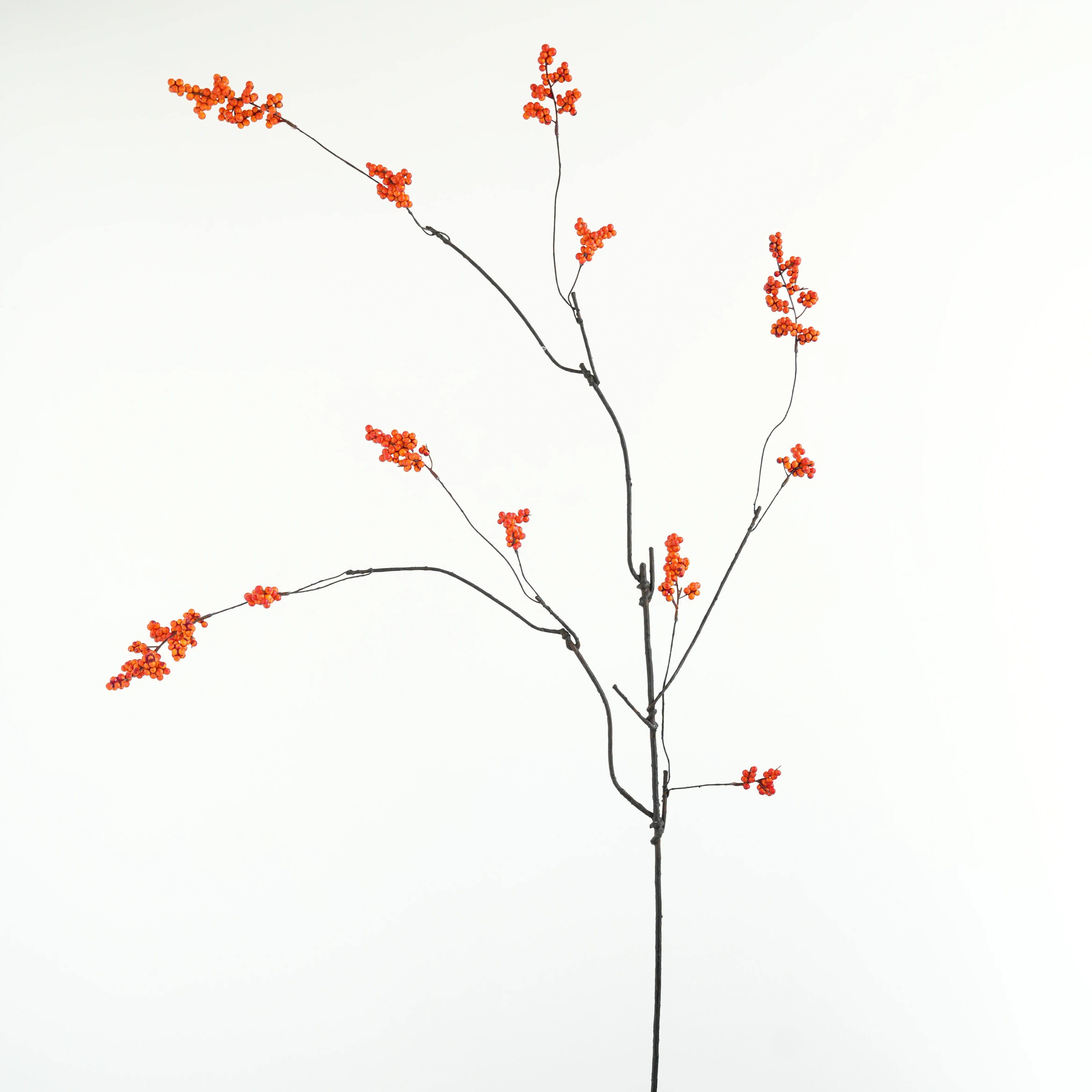 新中式仿真串串金果秋叶浆果假花静奢风桌面花瓶插花家居摆件