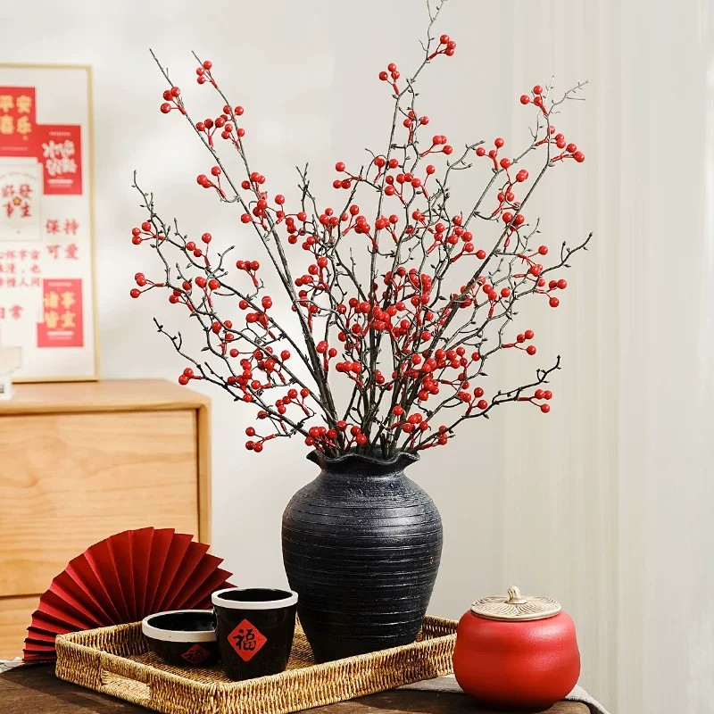 红果发财果浆果假花花束仿真花桌