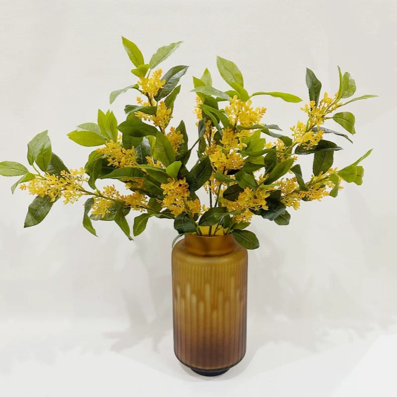 金桂花干花仿真花束高级感逼真树叶支盆栽客厅餐桌花摆件拍摄道具