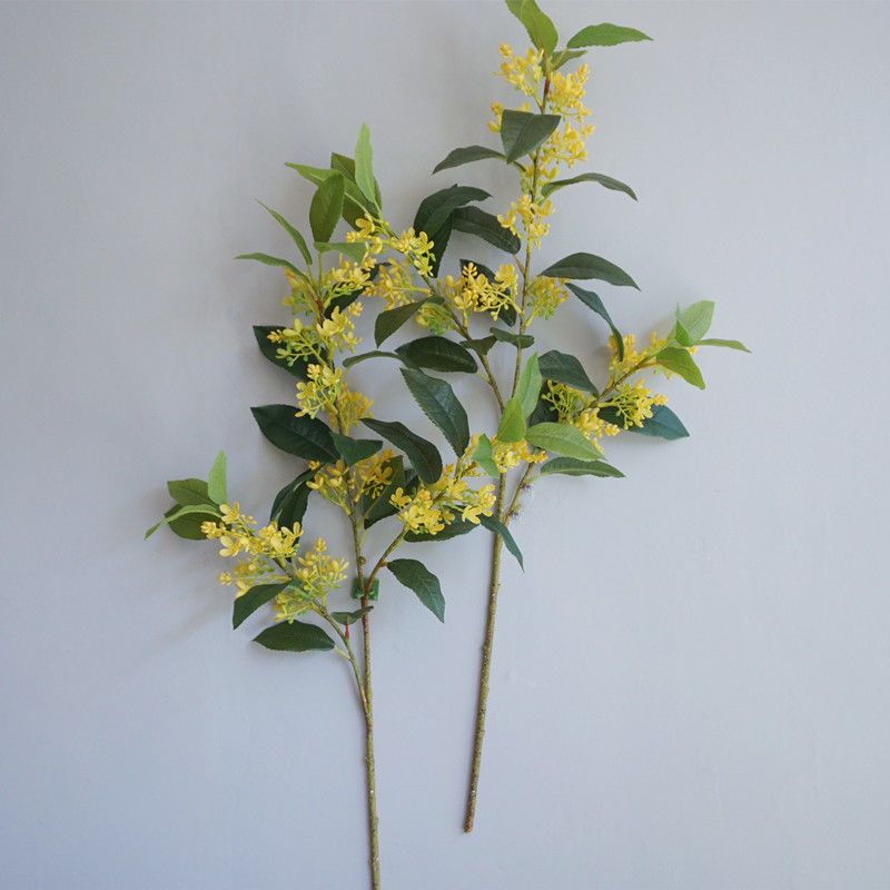 仿真花桂花长枝造景树装饰假花落地金桂花摆件餐厅仿真桂花枝