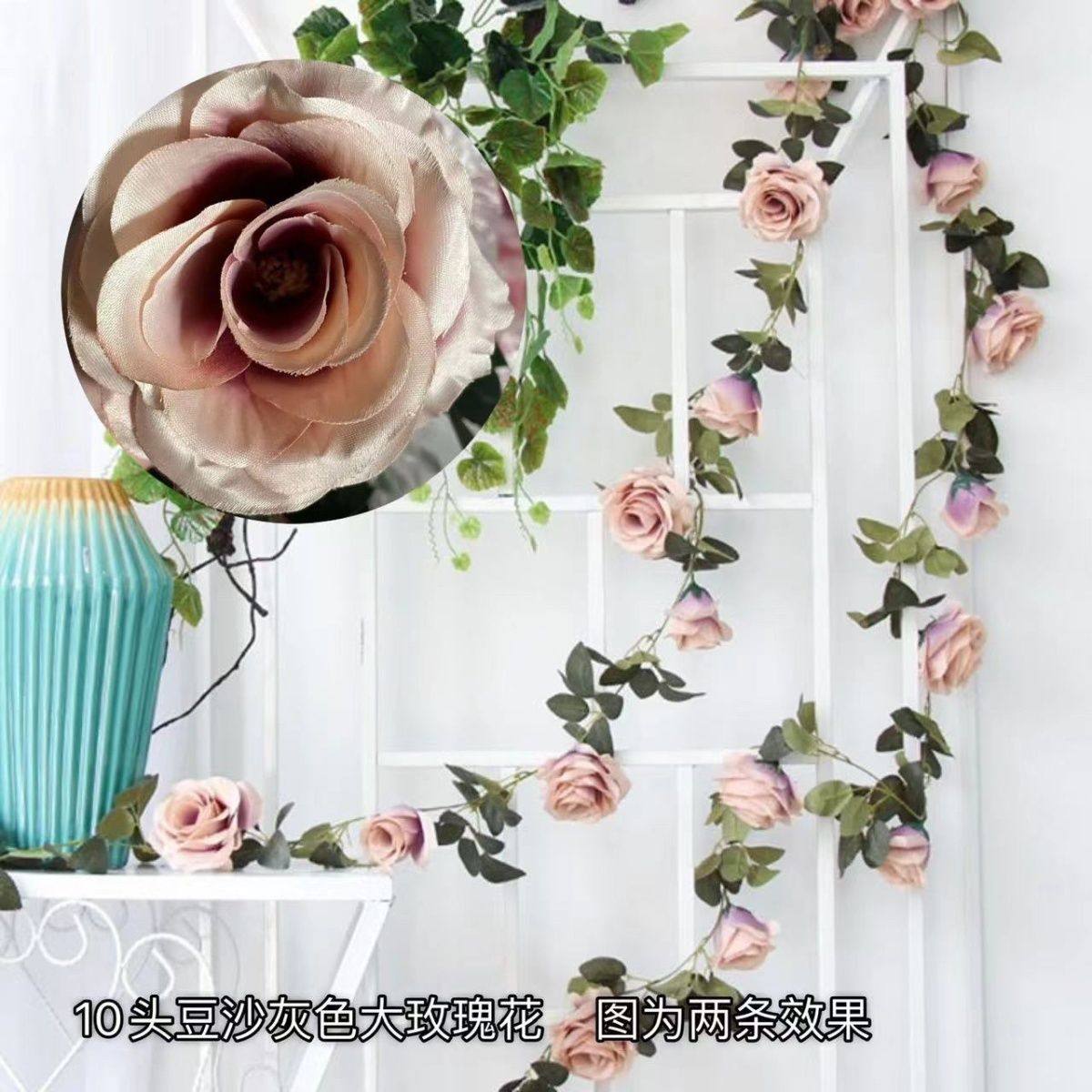 ins风玫瑰墙面遮丑装饰仿真绿植电视背景墙小挂件壁挂花器挂饰