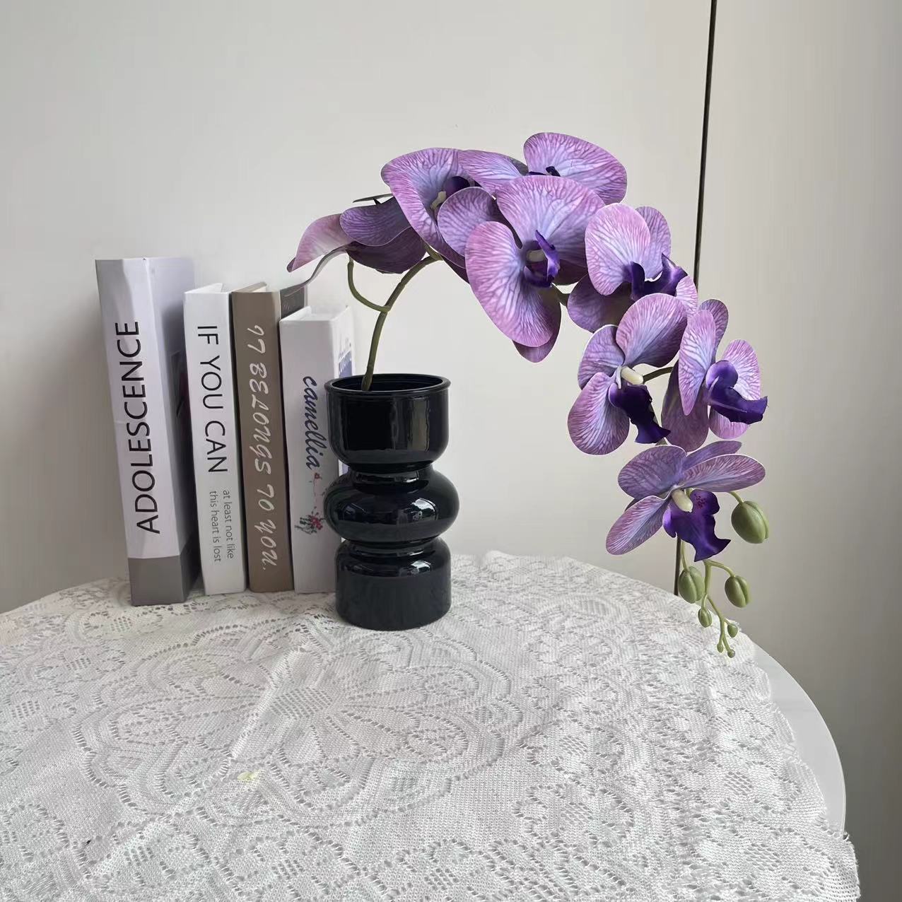 新中式高品质蝴蝶兰仿真花 湿感假花茶室桌面插花玄关装饰花艺