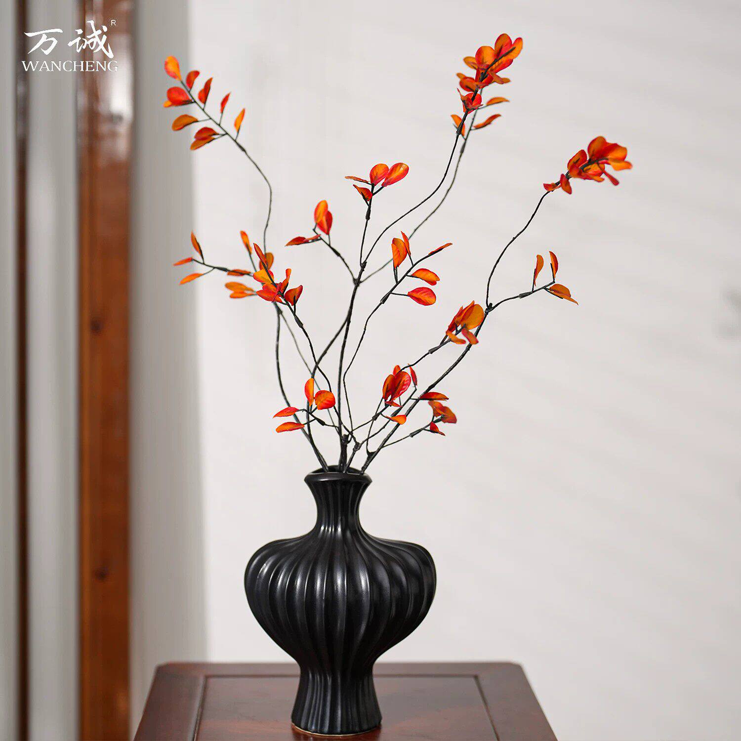.串串金果秋叶仿真枯枝浆果假花轻奢家居客厅电视柜花艺摆件花