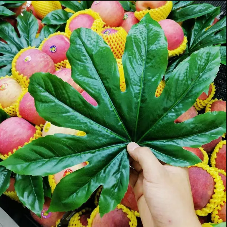 仿真八角叶超市水果区假叶子店铺陈列装饰品塑料绿色荷叶餐厅商用