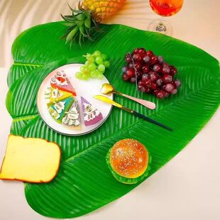 仿真荷叶假荷叶菜品摆盘芭蕉叶烧烤食材垫底绿叶水果盘铺垫大叶子