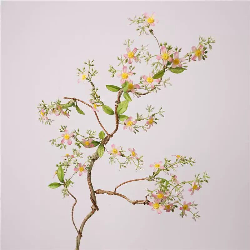 新中式海棠花藤仿真花客厅餐桌塑料花假花插花摆件装饰花干花摆设
