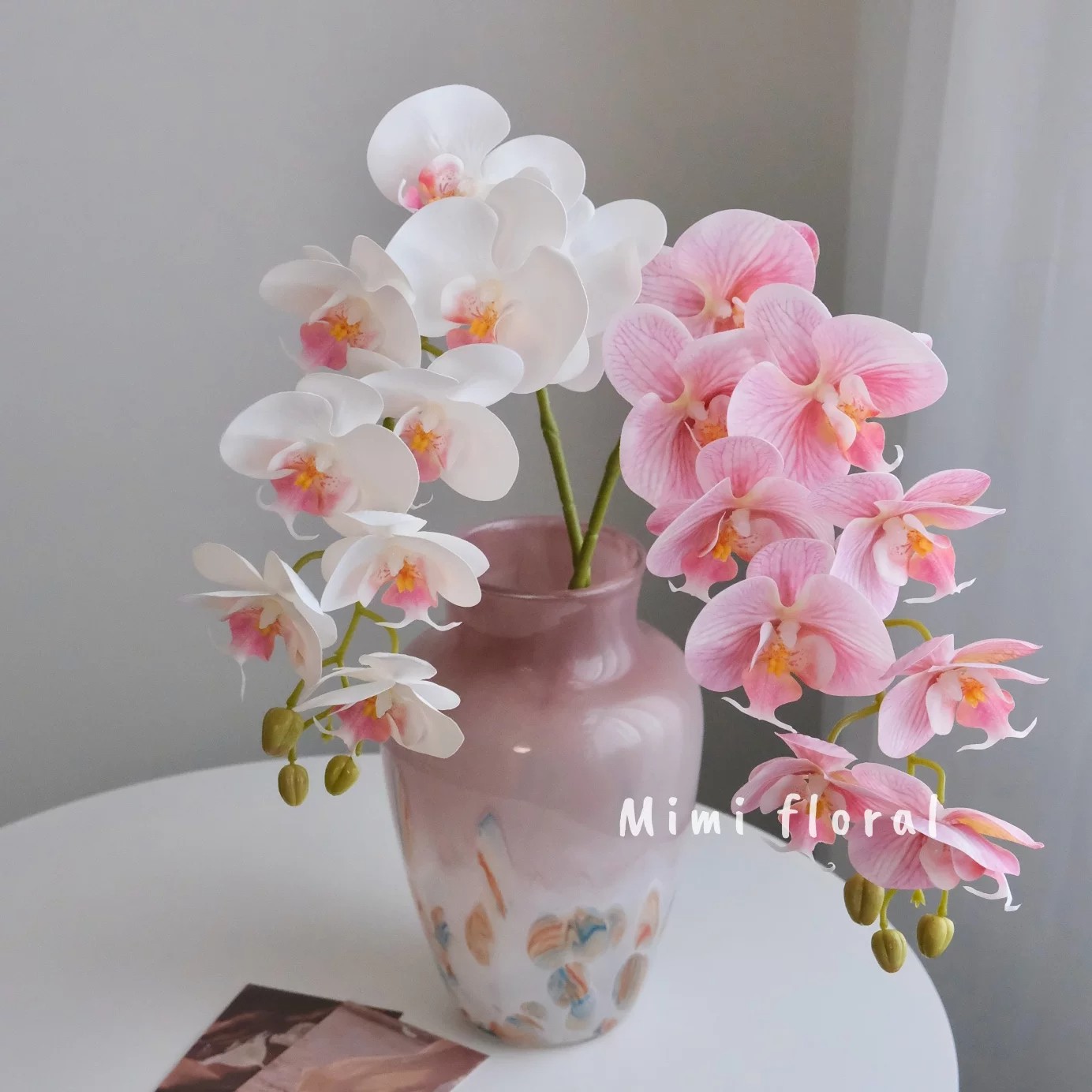 高端仿真蝴蝶兰花艺 湿感逼真假花餐桌茶几插花家居摆设摆件