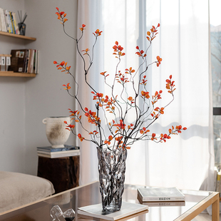 侘寂风枫叶仿真花客厅书房餐桌枯枝干花插花假花绿植摆件装饰花艺