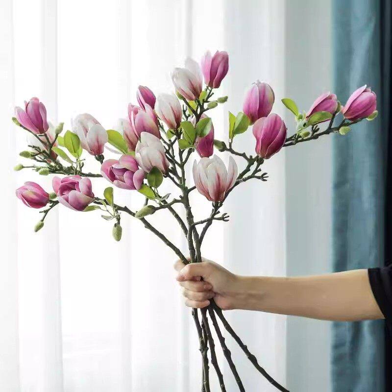 高仿3D手感玉兰花仿真花家居客厅餐桌装饰花艺中式假花摆件摆设