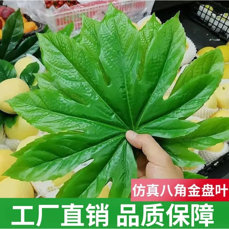 仿真八角金盘叶水果店装饰用品假塑料发财树叶胶片叶铺垫摆盘