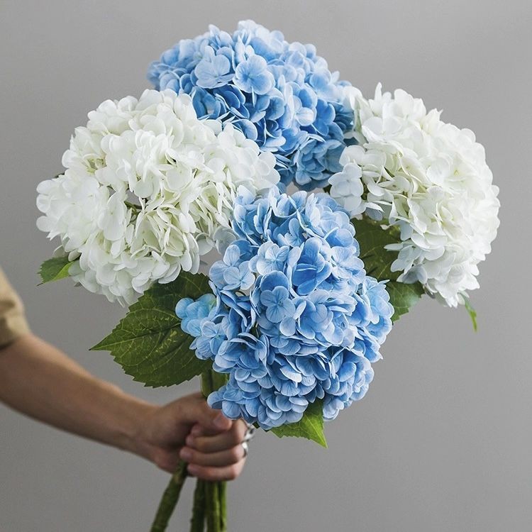 现代蓝色手感保湿绣球花仿真花束客厅餐桌家居摆设插花软装装饰