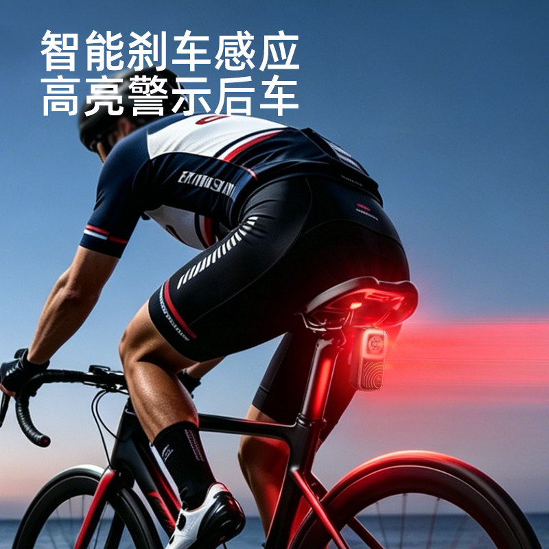 神火自行车雷达尾灯智能刹车感应公路车山地车夜间警示灯骑行装备
