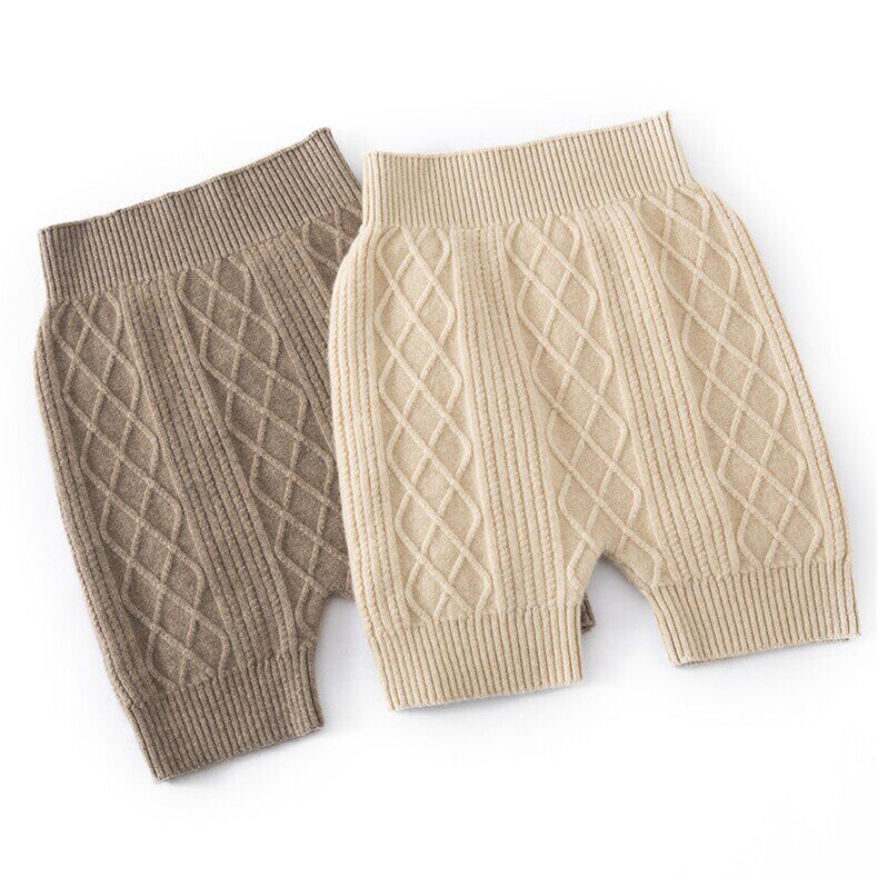 高腰针织短裤女麻花纹保暖舒适暖宫裤百搭复古几何风