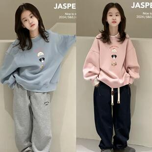 韩版 新款 女童百搭可爱舒适加绒卫衣 2024秋冬季 Jasper韩国波拉童装