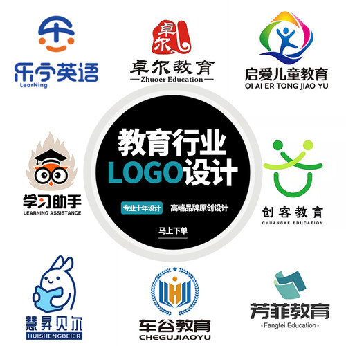 原创教育机构logo设计艺术舞蹈院徽体育琴行徽章学校运动会图标志