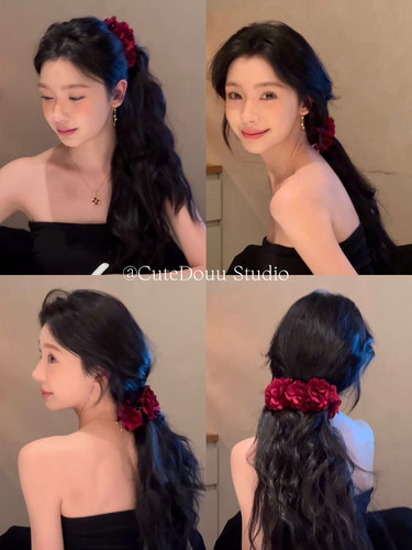 CuteDouu 自制！扁头福音！定做易梦玲同款重工大号花朵香蕉发夹