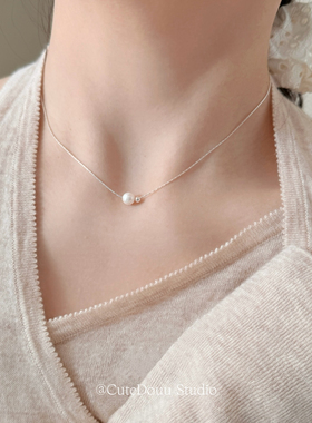 CuteDouu一颗珍珠简约珍珠项链