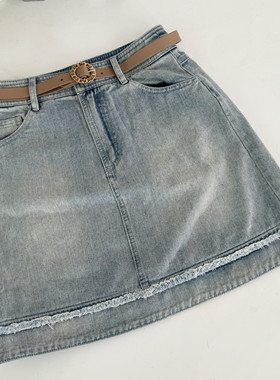 24夏兰lan迷雅柜价899浅蓝色牛仔半身裙女时尚百搭显瘦修身a字裙