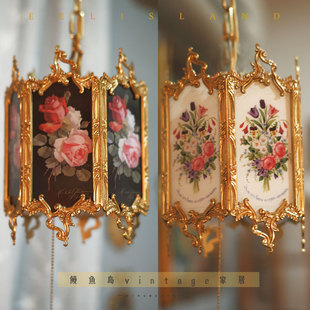 法式 中古复古玫瑰玻璃电台灯黄铜床头灯书桌过道吊灯充电夜灯壁灯