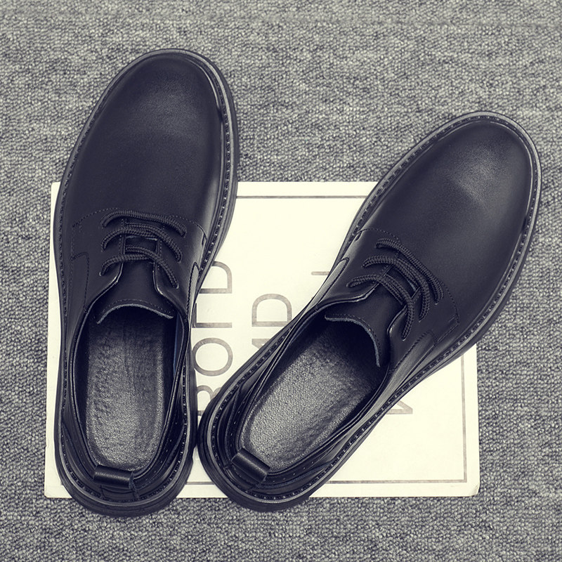 百搭低帮真皮大头黑色潮牌男鞋
