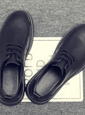 男鞋马丁靴男低帮真皮春季百搭英伦风大头皮鞋休闲黑色潮牌工装鞋