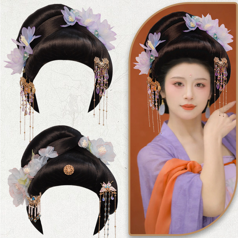 古装汉服假发发髻发包套整顶假发发饰组合套装唐风头套宋制舞台