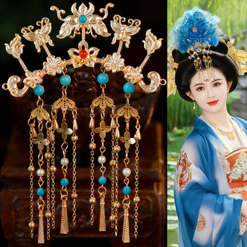 古风汉服古典合金手工发冠