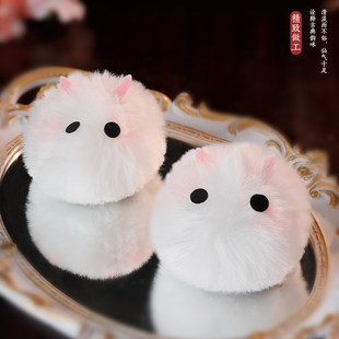 古风可爱小兔子毛茸茸圆滚滚秋冬发夹发卡配饰新年毛绒头饰边夹子