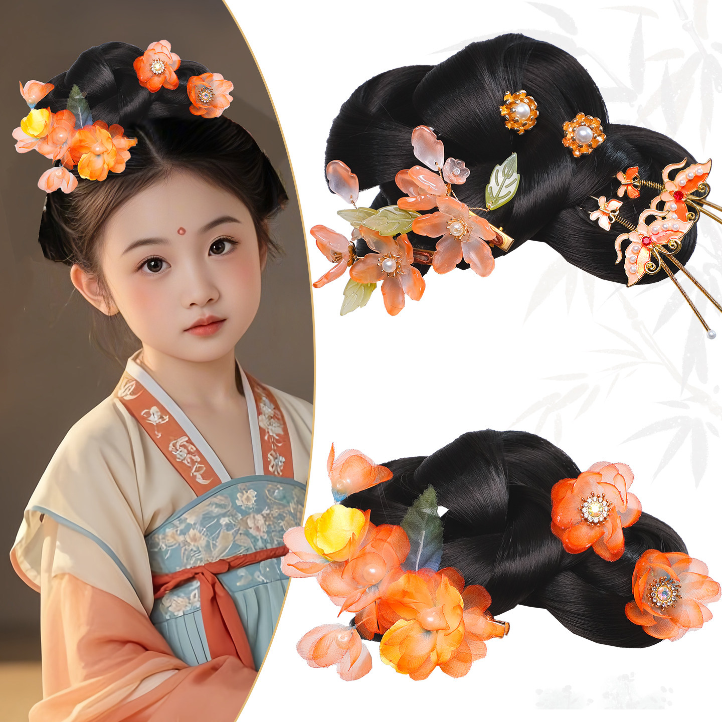 儿童古装写真造型发包古风汉服发髻饰品组合套装可爱甜美百搭配饰,美发护发/假发,演出假发,淘宝优惠券,粉丝福利购,淘宝优惠卷