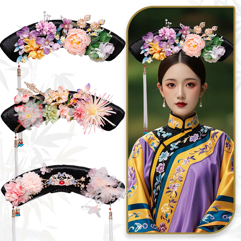 古风旗头发饰假发组合套装