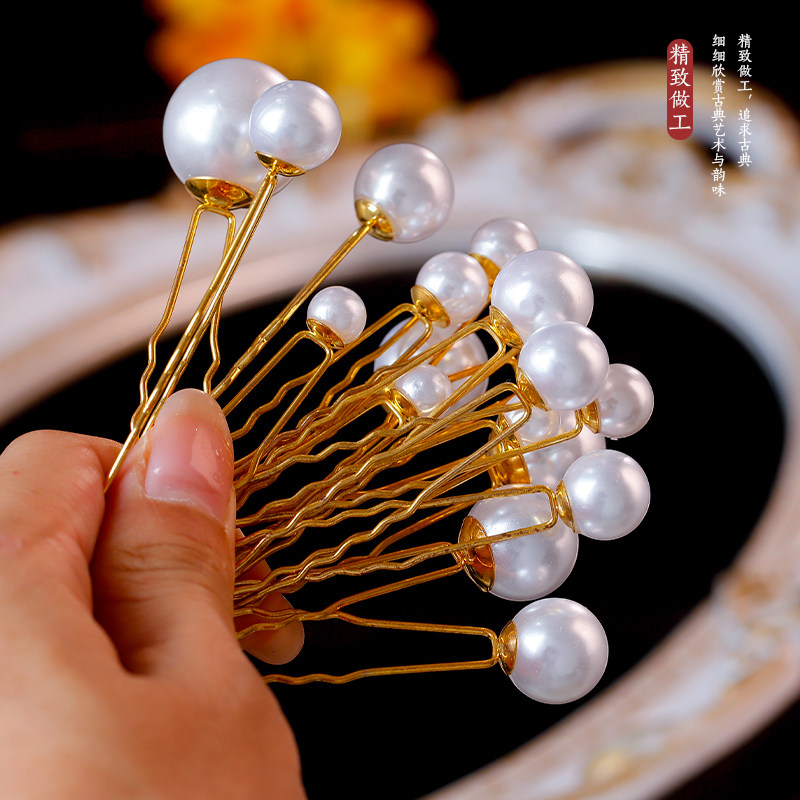 u钗合金abs珍珠复古宫廷图片