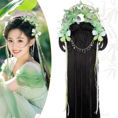 古风仙女绢纱蝴蝶发箍假发组合