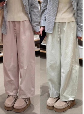 日系阔腿气球裤女夏季2025新款松紧抽绳显瘦小个子九分休闲灯笼裤