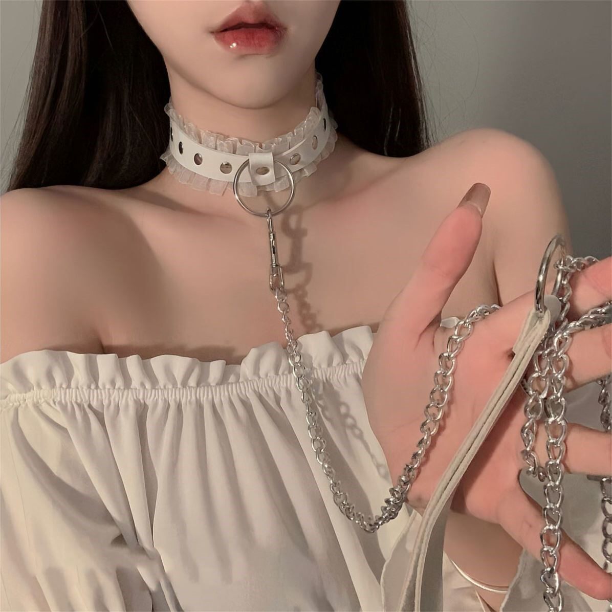 蕾丝项圈女性感脖环颈带链子脖子牵引绳颈圈高级感锁骨情侣链