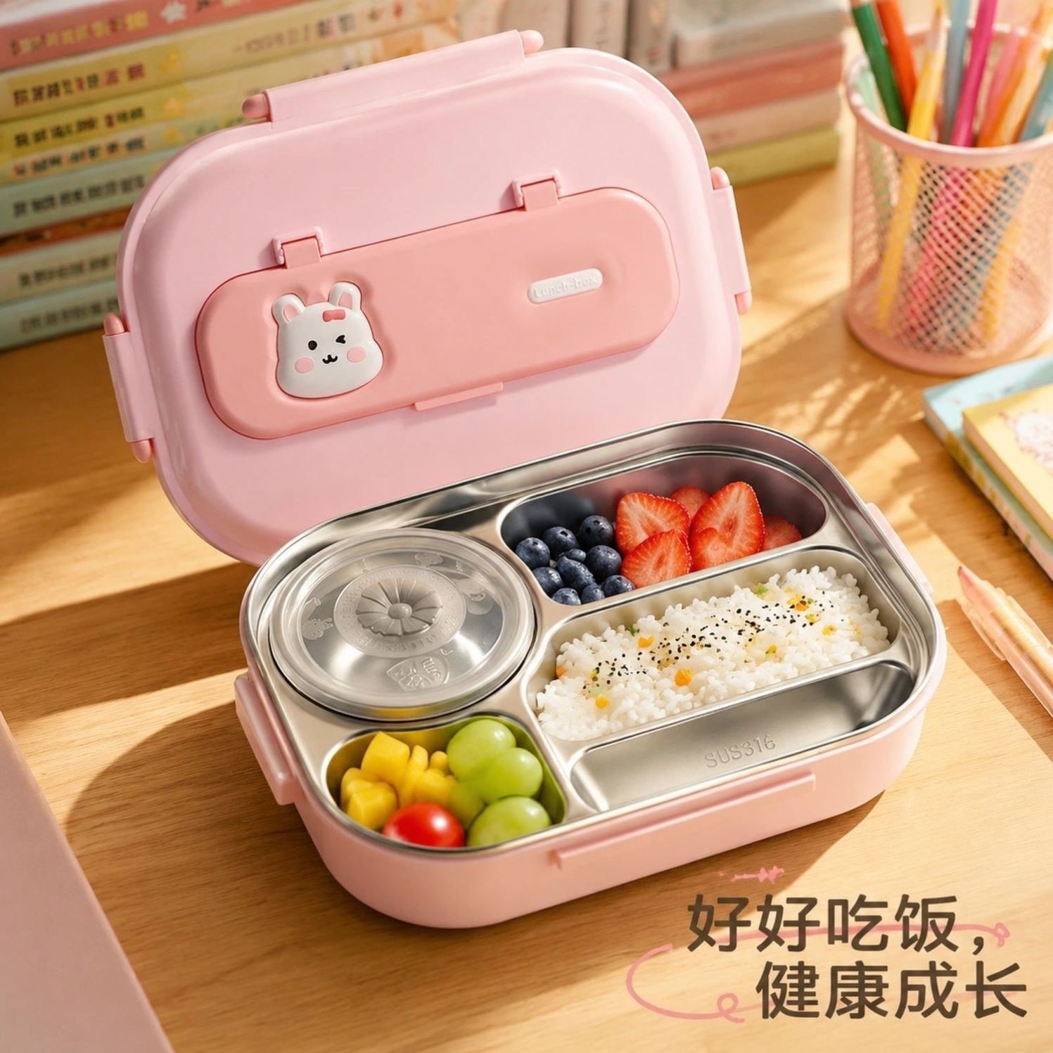 加深加高饭盒食品级不锈钢带盖上班族保温大容量小学生餐盒