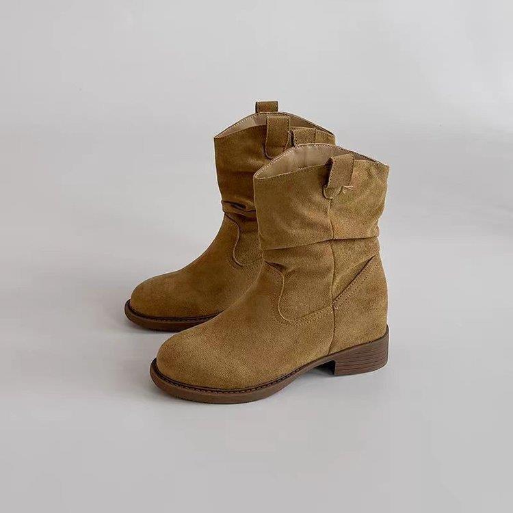 废土风粗跟增高堆堆靴短靴女2025年秋季新款配裙子西部牛仔马丁靴