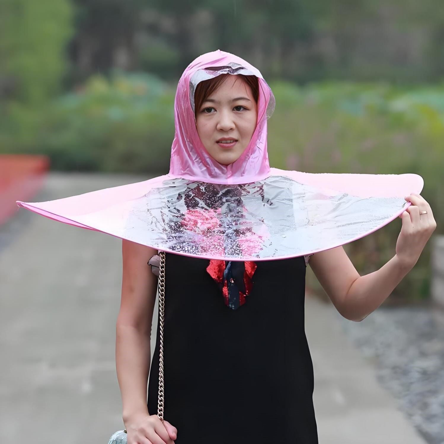 成人飞碟雨衣男士斗篷式户外垂钓雨伞女徒步透明防水钓鱼头盔伞帽