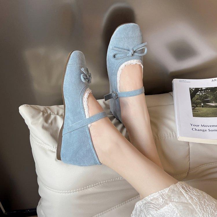 法式温柔蝴蝶结玛丽珍鞋女2025秋季新款内增高芭蕾舞鞋配裙子单鞋