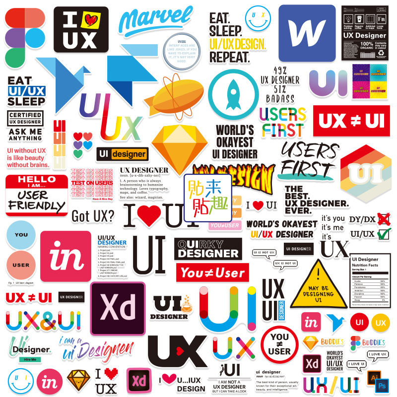 82张趣味软件程序员装饰贴纸个性英文创意笔记本电脑头盔冰箱贴纸