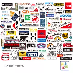 97 Stickers for Outdoor Adventure Travel Trendy Brand Stickers Personalized Camping Equipment Storage Box Stickers Off-Road Vehicle Stickers Waterproof