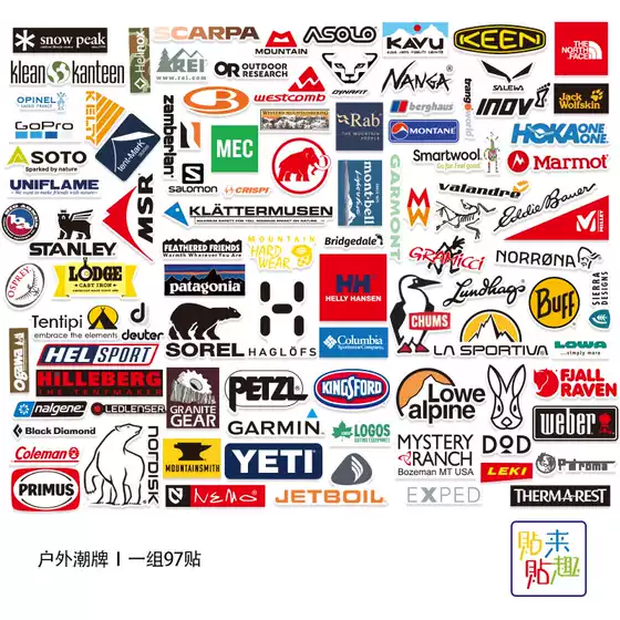 97 Stickers for Outdoor Adventure Travel Trendy Brand Stickers Personalized Camping Equipment Storage Box Stickers Off-Road Vehicle Stickers Waterproof
