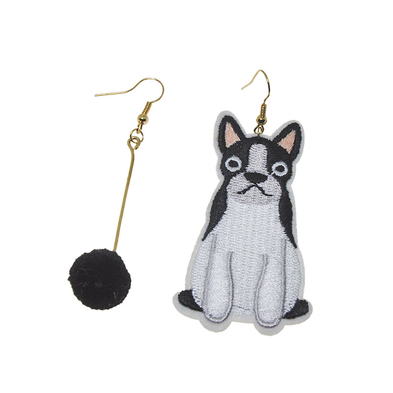 日韩版时尚个性小狗毛球耳环复古饰品