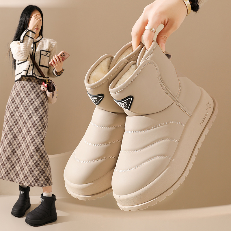 加绒高帮雪地靴女2025冬季新款学生韩版保暖休闲厚底棉鞋KT2822