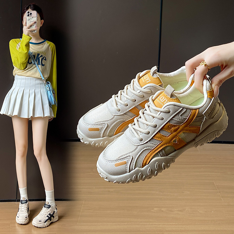 日系夏季冰丝网面内老爹鞋女潮透气休闲厚底德训鞋rd1802