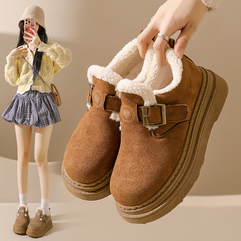 新款御寒勃肯鞋加绒女软底复古冬季鞋厚底2025保暖毛毛鞋棉鞋M69