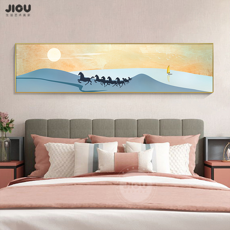 现代简约卧室床头装饰画动物横幅挂画轻奢北欧客厅墙壁画马到成功|msdalam kategori Aksesori rumah, lukisan hiasan, lukisan hiasan moden - dari Buy2taobao.com untuk memberikan perkhidmatan ejen Taobao profesional membeli