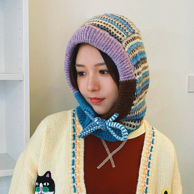 uodycoco原创条纹针织帽女冬天