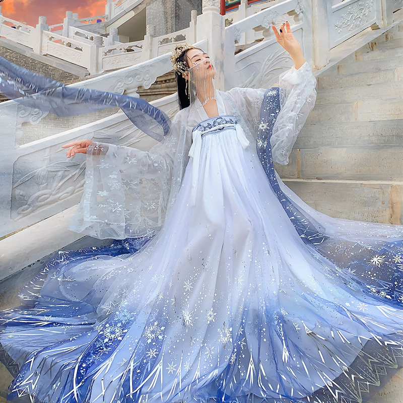 汉服女中国风超仙古装拜星月齐腰齐胸襦裙正品原创白菜汉服全套秋